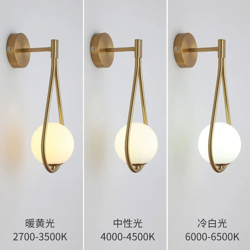 Luxury Gold Sconce Modern Glass Ball Wall Light for Bedroom, Living Room, Bedside, Staircase, Aisle, Nordic Indoor Wall