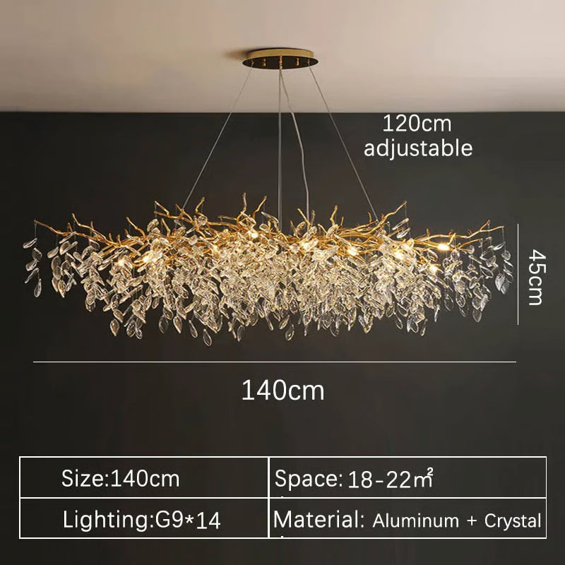 Luxury Gold Crystal LED Chandelier, Elegant Ceiling Light for Living Room, Dining & Bedroom