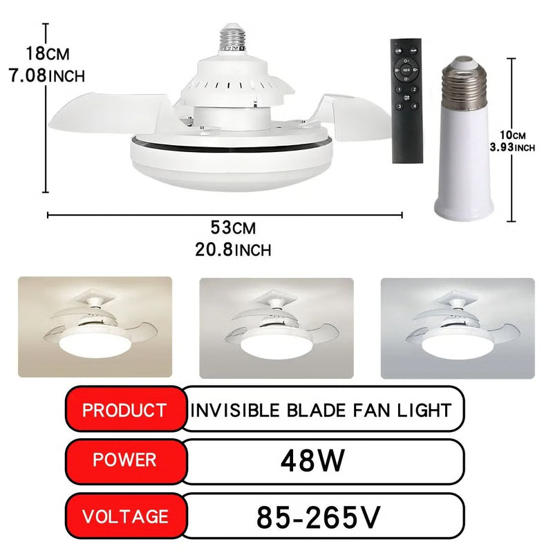 LED Ceiling Fan Light with Remote Control and Adjustable Brightness