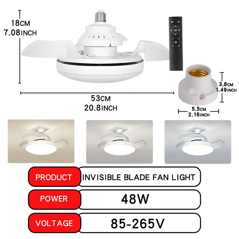 LED Ceiling Fan Light with Remote Control and Adjustable Brightness