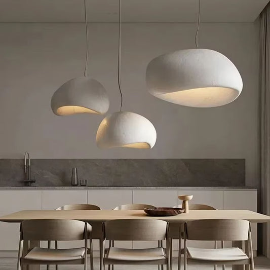 Nordic Wabi-Sabi Pendant Light – Minimalist E27 LED Hanging Lamp for Dining Room, Bedroom & Loft Interiors