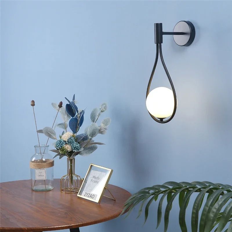 Luxury Gold Sconce Modern Glass Ball Wall Light for Bedroom, Living Room, Bedside, Staircase, Aisle, Nordic Indoor Wall