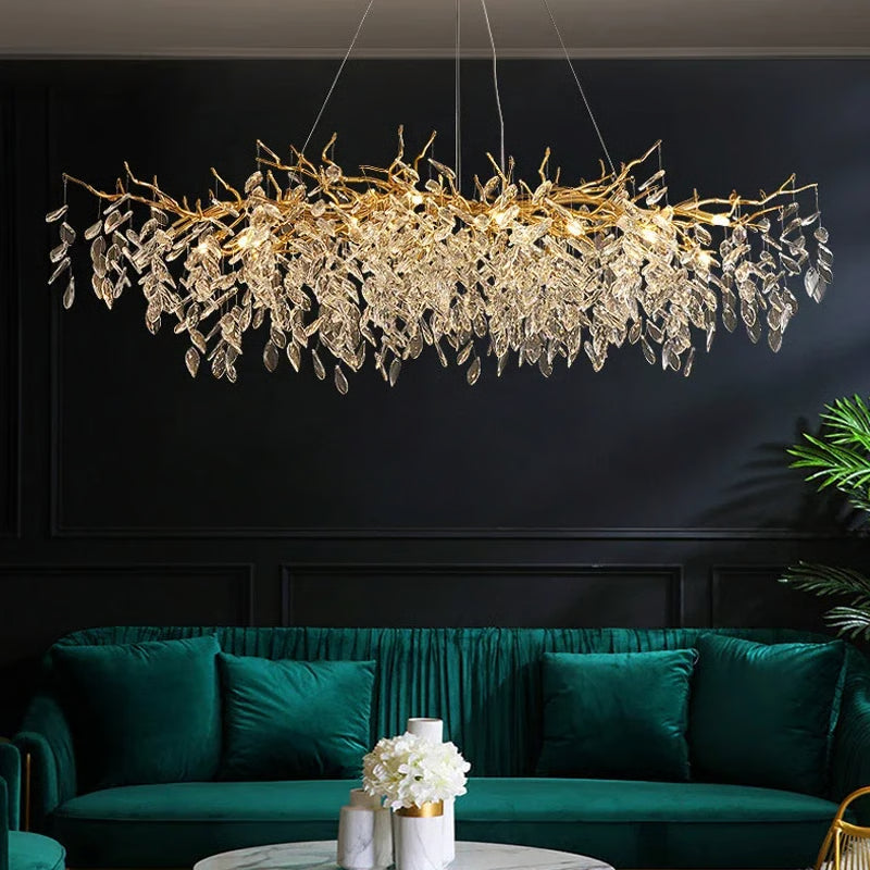Luxury Gold Crystal LED Chandelier, Elegant Ceiling Light for Living Room, Dining & Bedroom