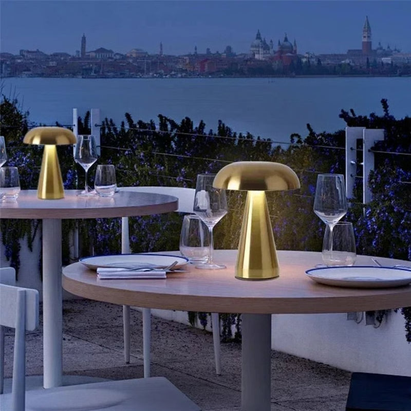 Retro Mushroom LED Table Lamp with Touch Sensor and Rechargeable Design
