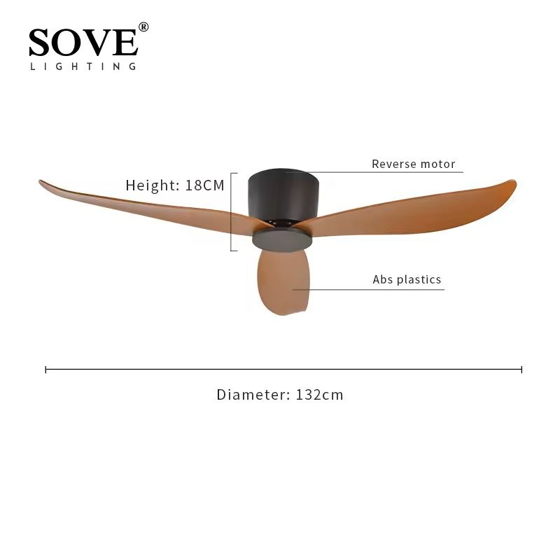Ultra Thin Low Profile DC Ceiling Fan with Remote Control – 17cm White Flush Mount, No Light