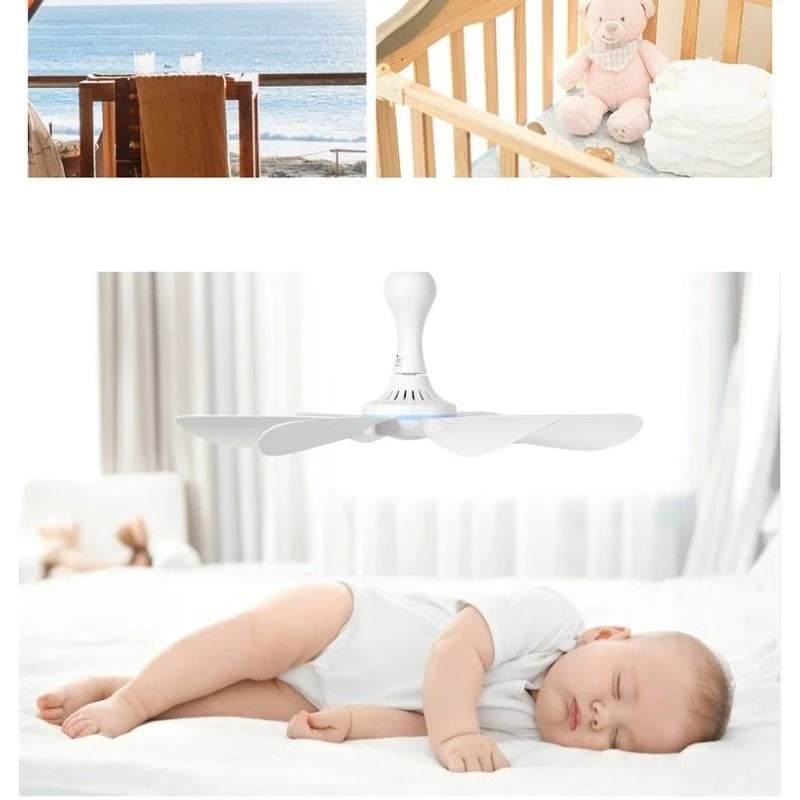 Silent 6 Leaf USB Powered Ceiling Fan with Remote Control for Tent Camping and Dorm