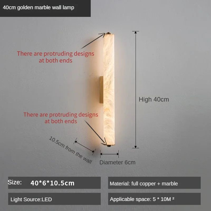 Luxury Full Copper Snowflake Marble LED Wall Lamp, Modern Spanish Natural Light for Living Room, Bedroom, Bedside