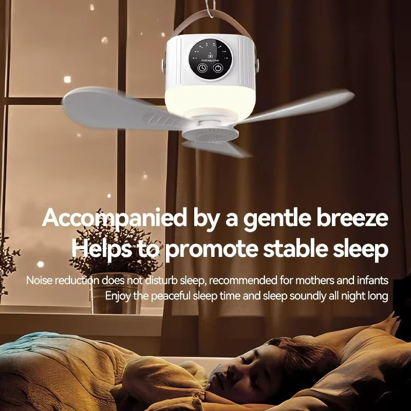 Rechargeable LED Ceiling Fan with Remote – Silent, Portable & Powerful for Home & Camping