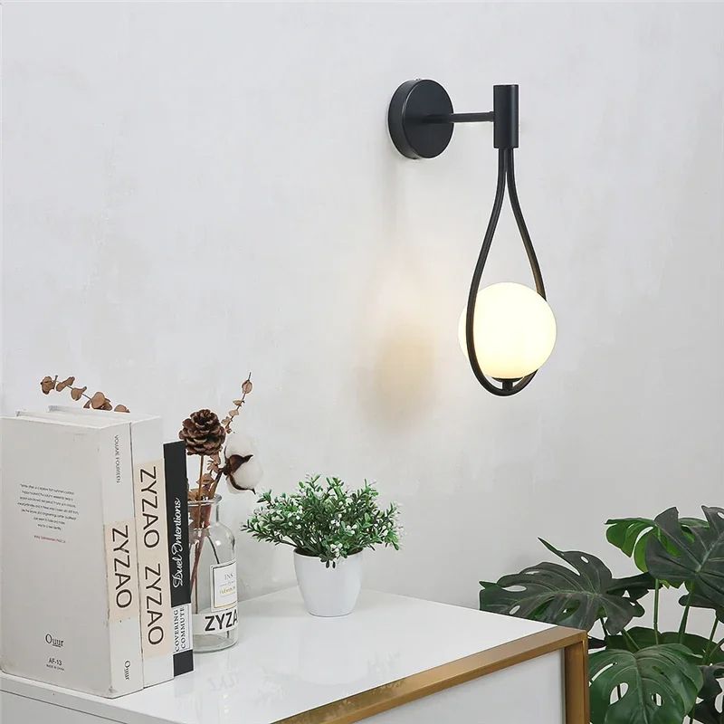 Luxury Gold Sconce Modern Glass Ball Wall Light for Bedroom, Living Room, Bedside, Staircase, Aisle, Nordic Indoor Wall