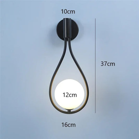 Luxury Gold Sconce Modern Glass Ball Wall Light for Bedroom, Living Room, Bedside, Staircase, Aisle, Nordic Indoor Wall