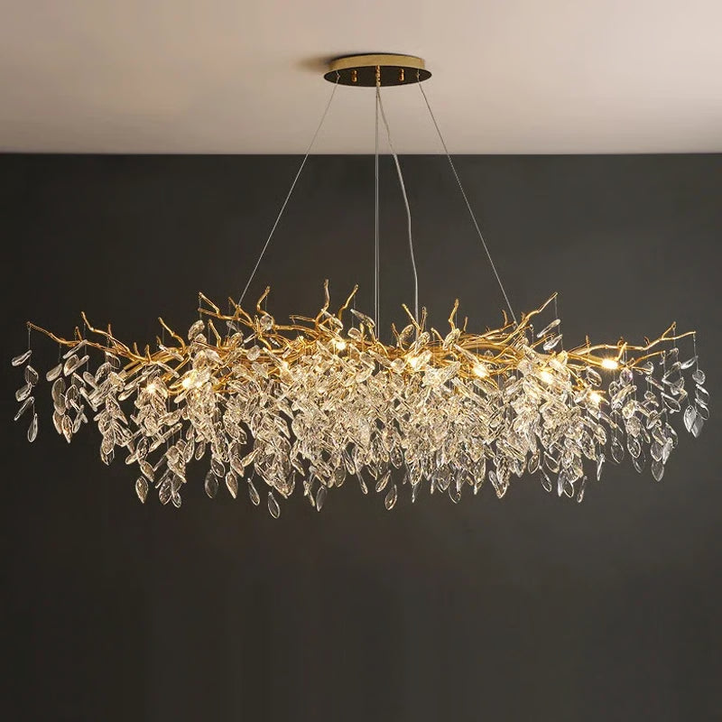 Luxury Gold Crystal LED Chandelier, Elegant Ceiling Light for Living Room, Dining & Bedroom