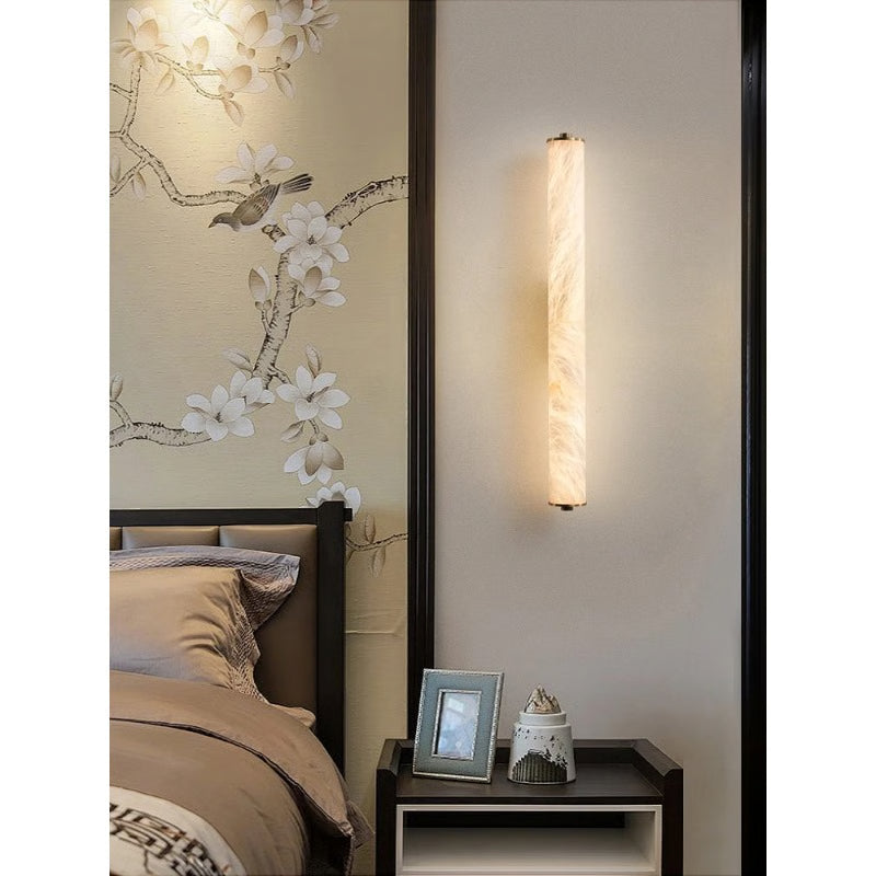 Luxury Full Copper Snowflake Marble LED Wall Lamp, Modern Spanish Natural Light for Living Room, Bedroom, Bedside
