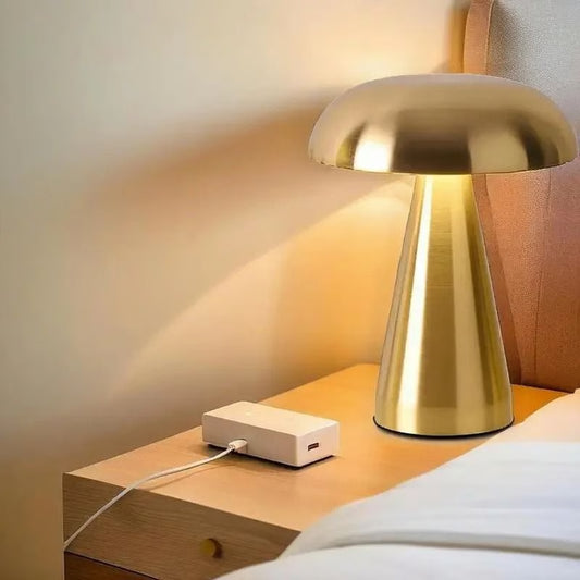 Retro Mushroom LED Table Lamp with Touch Sensor and Rechargeable Design