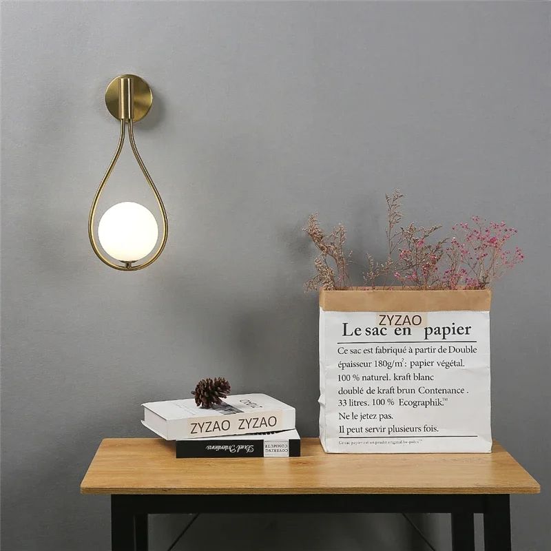 Luxury Gold Sconce Modern Glass Ball Wall Light for Bedroom, Living Room, Bedside, Staircase, Aisle, Nordic Indoor Wall