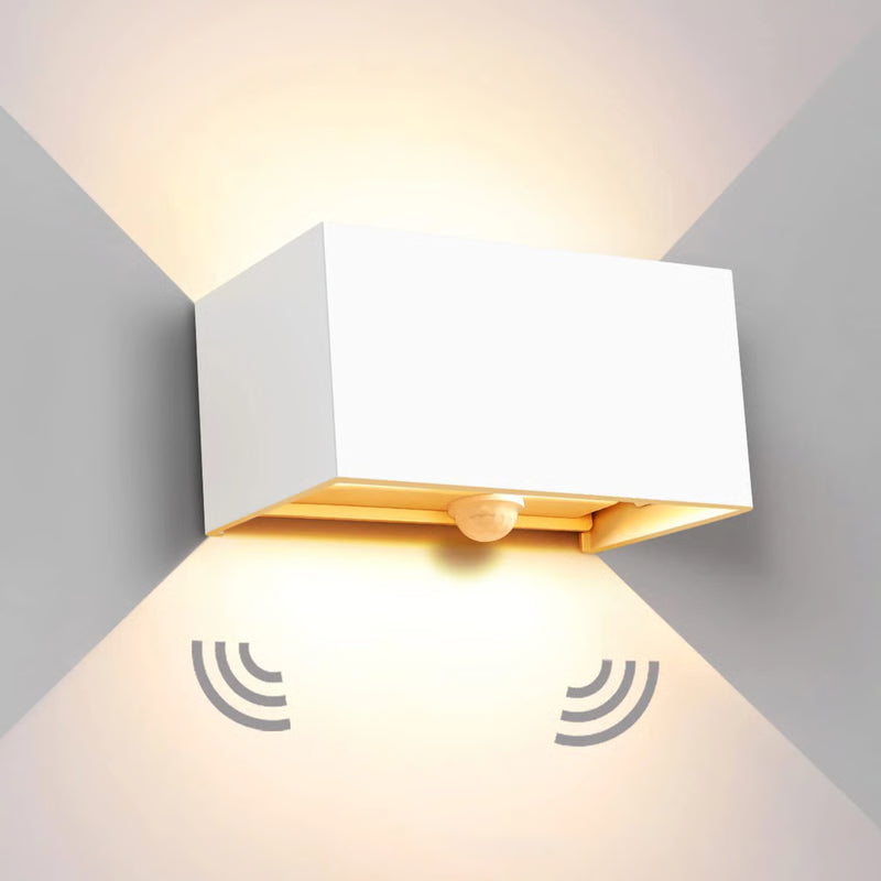 Waterproof LED Outdoor Wall Lamps, Motion Sensor, Adjustable Wall Light, Black/White Indoor/Outdoor Lighting