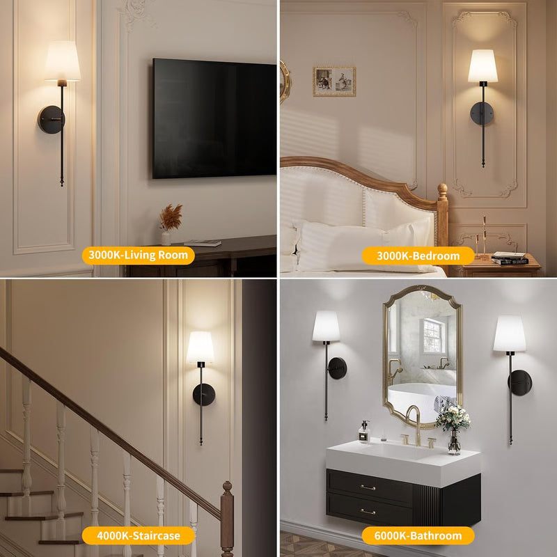 Cordless Wall Lights Set of Battery Operated Wall Sconces with Rechargeable Bulbs Remote Control and Lighting Color