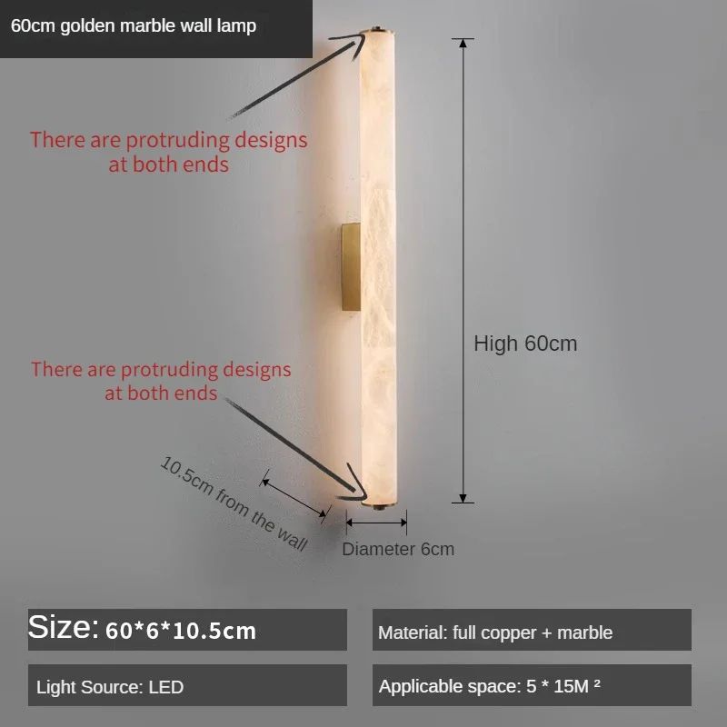 Luxury Full Copper Snowflake Marble LED Wall Lamp, Modern Spanish Natural Light for Living Room, Bedroom, Bedside