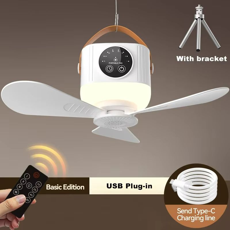 Rechargeable LED Ceiling Fan with Remote – Silent, Portable & Powerful for Home & Camping