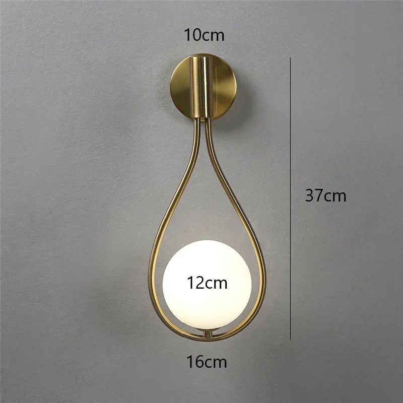 Luxury Gold Sconce Modern Glass Ball Wall Light for Bedroom, Living Room, Bedside, Staircase, Aisle, Nordic Indoor Wall