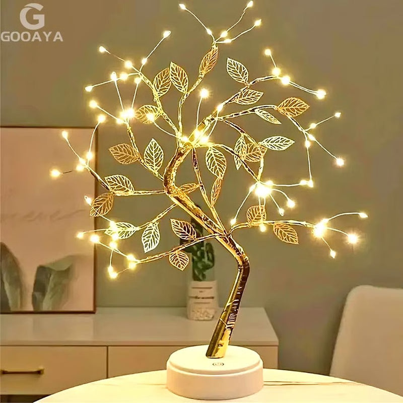 LED Rose Leaf Table Lamp – USB Fairy Light Night Lamp for Home & Party Decoration