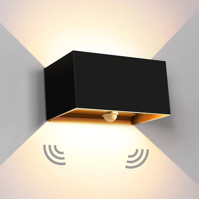 Waterproof LED Outdoor Wall Lamps, Motion Sensor, Adjustable Wall Light, Black/White Indoor/Outdoor Lighting