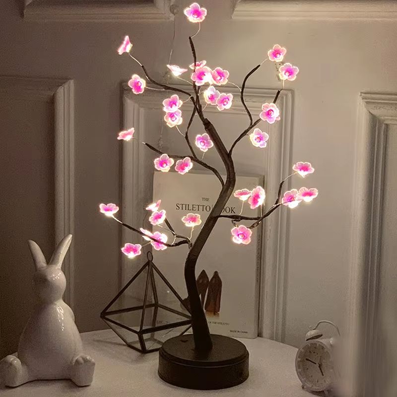 LED Rose Leaf Table Lamp – USB Fairy Light Night Lamp for Home & Party Decoration