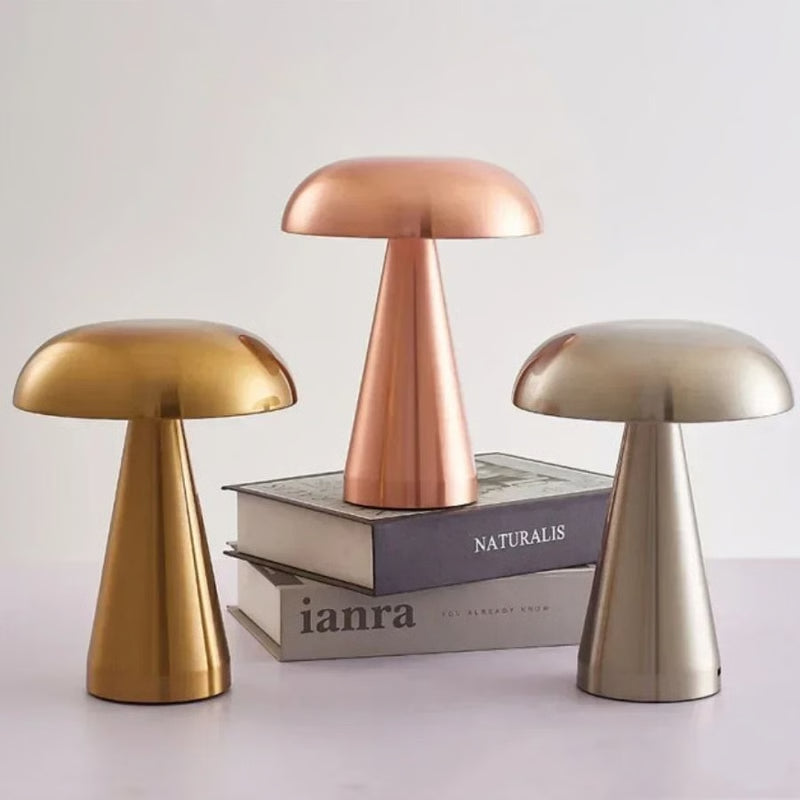 Retro Mushroom LED Table Lamp with Touch Sensor and Rechargeable Design