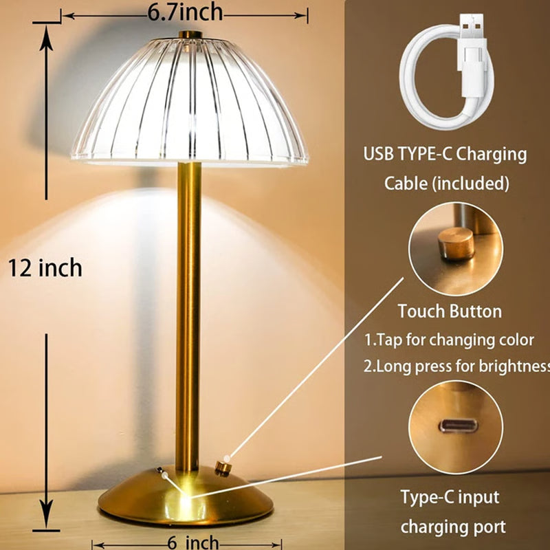 LED Curved Shade Decorative Rechargeable Bar & Table Lamp