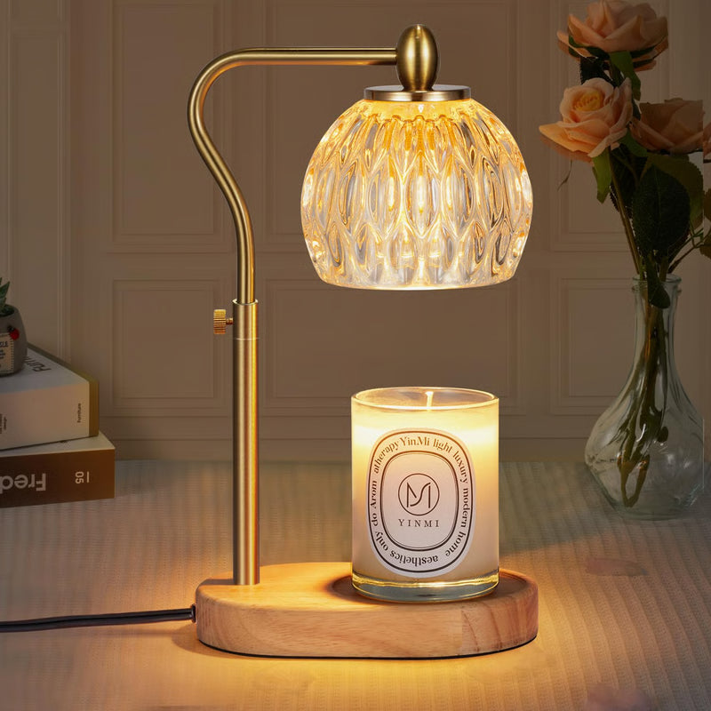 Retro Candle Warmer Table Lamp, Aromatherapy Lamp with Dimmer, Timer, Adjustable Height for Scented Candle Decor