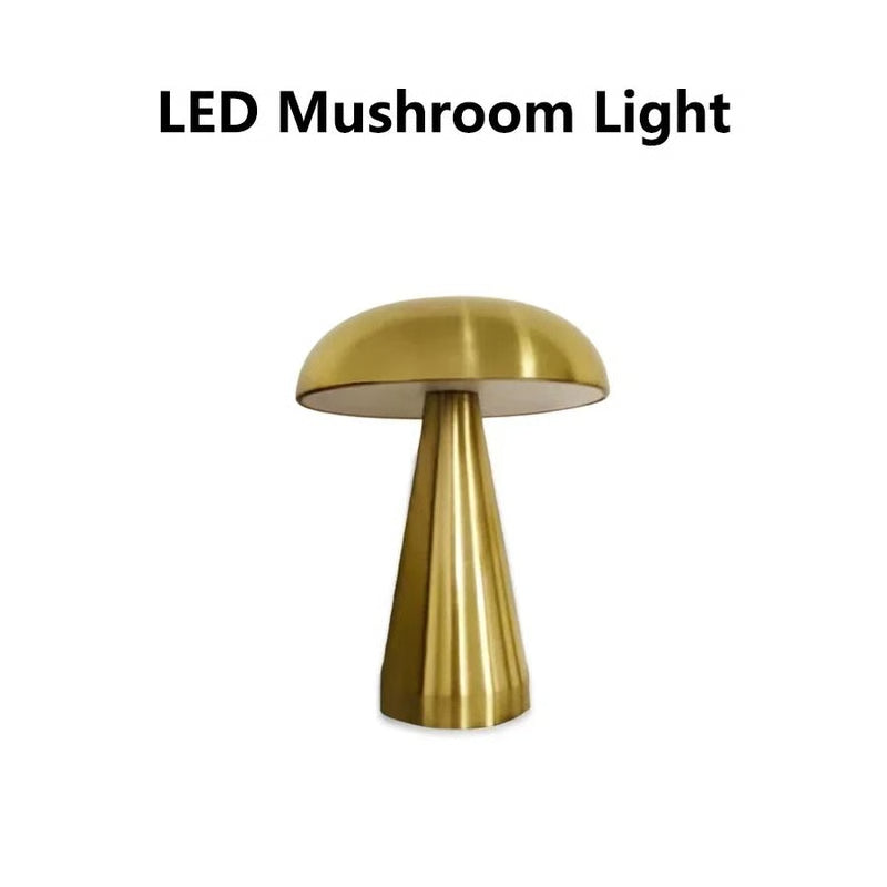 Retro Mushroom LED Table Lamp with Touch Sensor and Rechargeable Design