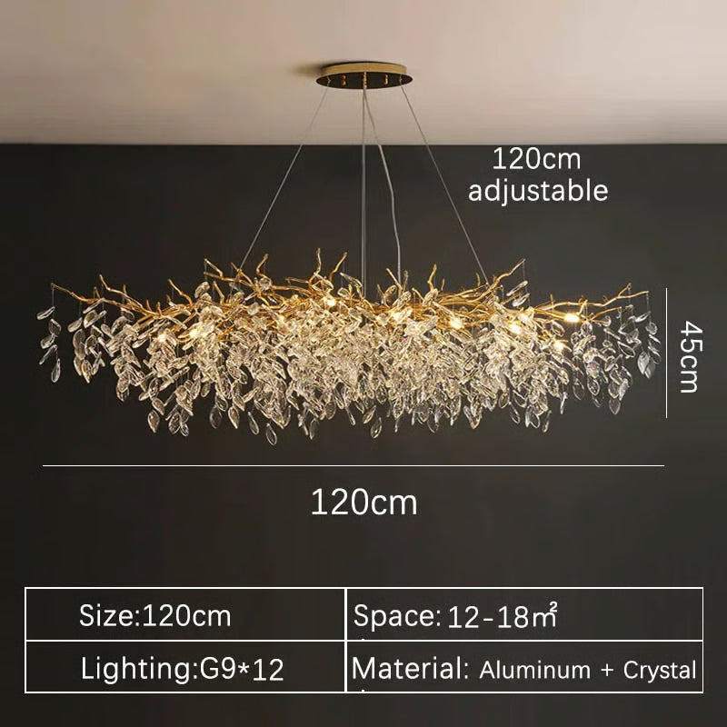 Luxury Gold Crystal LED Chandelier, Elegant Ceiling Light for Living Room, Dining & Bedroom