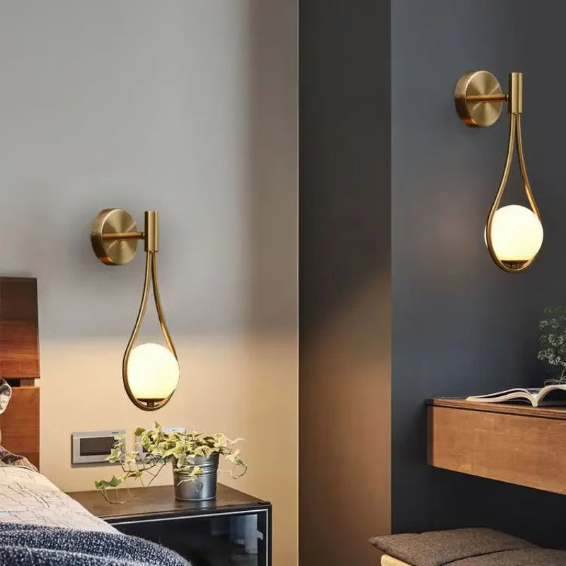 Luxury Gold Sconce Modern Glass Ball Wall Light for Bedroom, Living Room, Bedside, Staircase, Aisle, Nordic Indoor Wall
