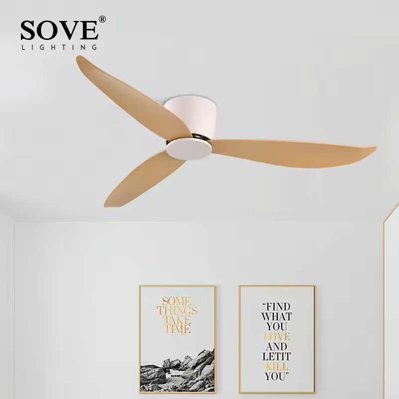 Ultra Thin Low Profile DC Ceiling Fan with Remote Control – 17cm White Flush Mount, No Light